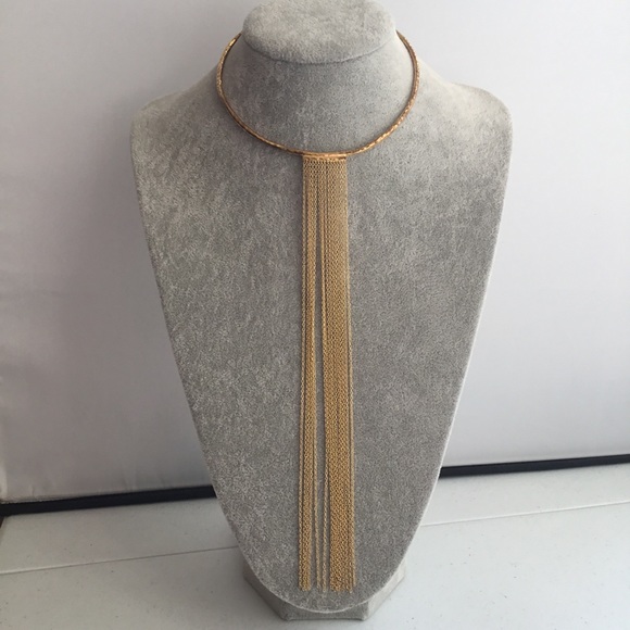 Jewelry - Chain Fringe Hammered Cuff Choker (G2)